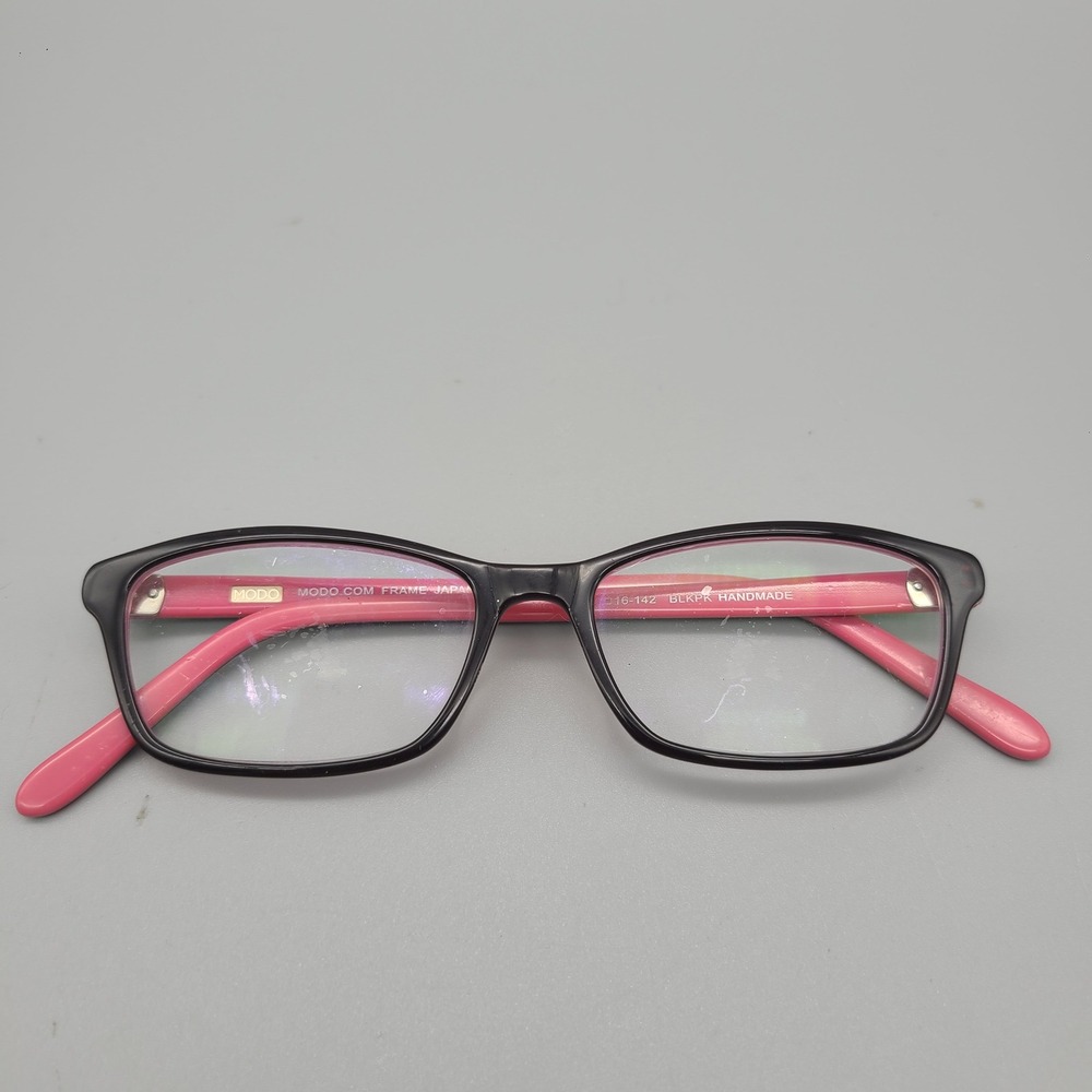 Modo Handmade Eyeglass Frames Black Pink Rectangular 50-16-142 Japan BLKPK